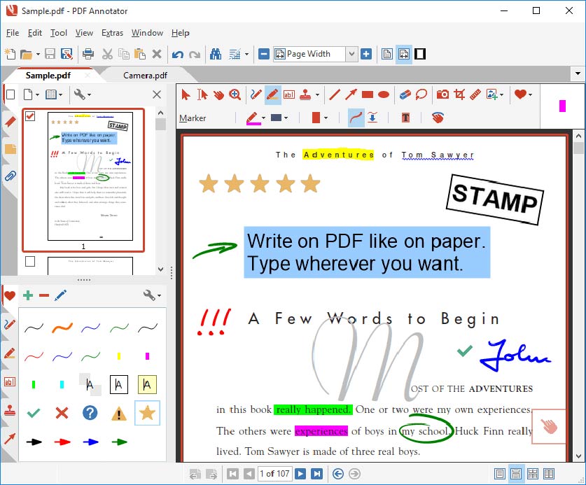 مهرها و شماره‌ها در نرم افزار PDF Annotator